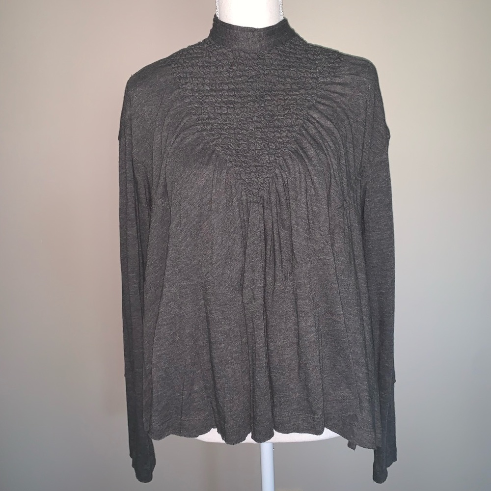 Gray high neck button sweater